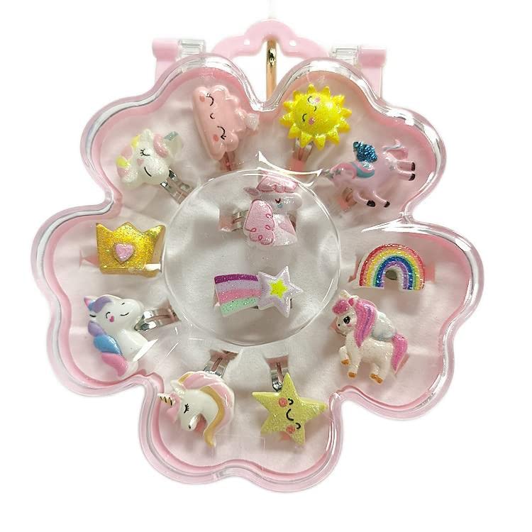 

[gaoxing] Набор из 12 радужных колец, отличный рождественский подарок для девочек. Доступный набор колец и колокольчиков для девочек 2, 3, 4 и 5 лет. Отличный день рождения