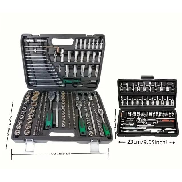 216-Piece Professional Socket Set - 1/2" 3/8" 1/4" Drive SAE & Metric, 72-Tooth Ratchet for Automotive & Home Repair