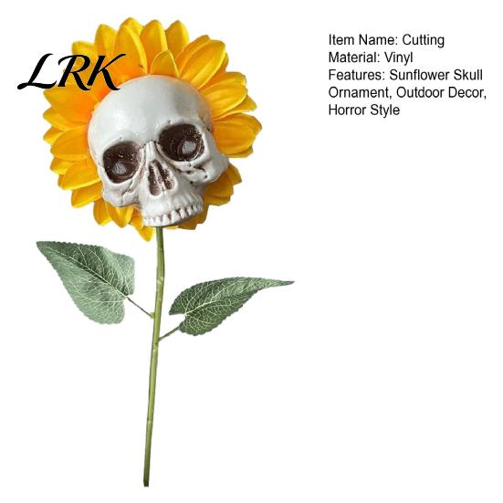 Halloween Lawn Decoration Sunflower Skull Ornament, Theme Garden Decor, Potted Resin Flower Pot Plant Waterproof Outdoor Decoration, for Patio