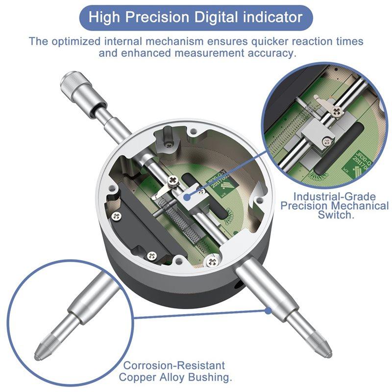 A25F-Electronic Digital Dial Indicator Gauge 0-12.7Mm/0.5" Inch/Metric Conversion,With 0.01Mm/0.0005"Resolution For Testing B