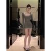 Autumn Flare Sleeve Striped Two-Piece Set - Women's Korean Style Sweet & Spicy Slimming Dress