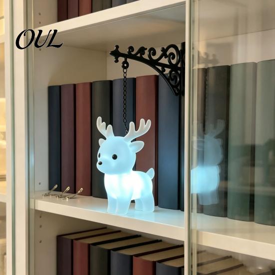 Birthday Surprise for Fans Magical Bookshelf Lamp with Owl Phoenix And Stag Figures, Vintage Iron Stand Whimsical Home Decoration Light, Warm