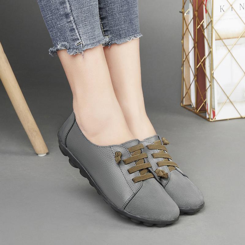 Fashion Plus Size 42 Women's Casual Genuine Leather Shoes Soft Bottom White Color Slip-On Anti-Slip Spring Autumn New Style Shoe Mothers