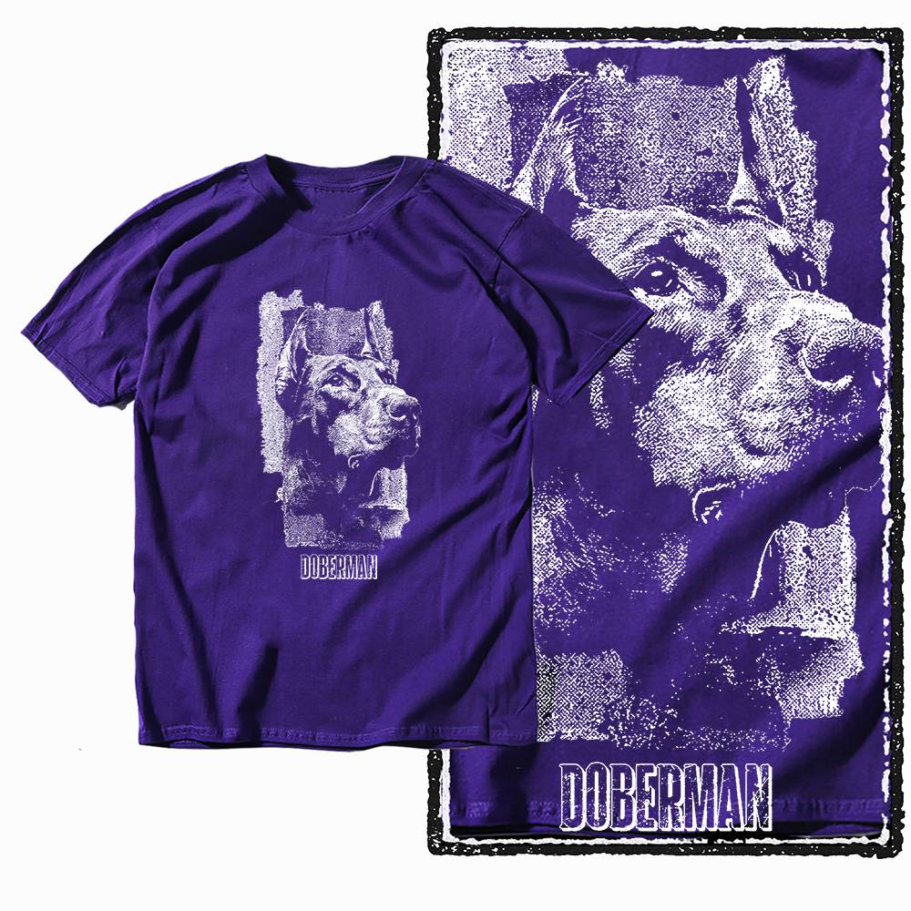 G59 Purple Cotton Men's Streetwear Dog GraphicT-shirt |  Big Size Cool Vintage O-neck Men's Tee Tshirt