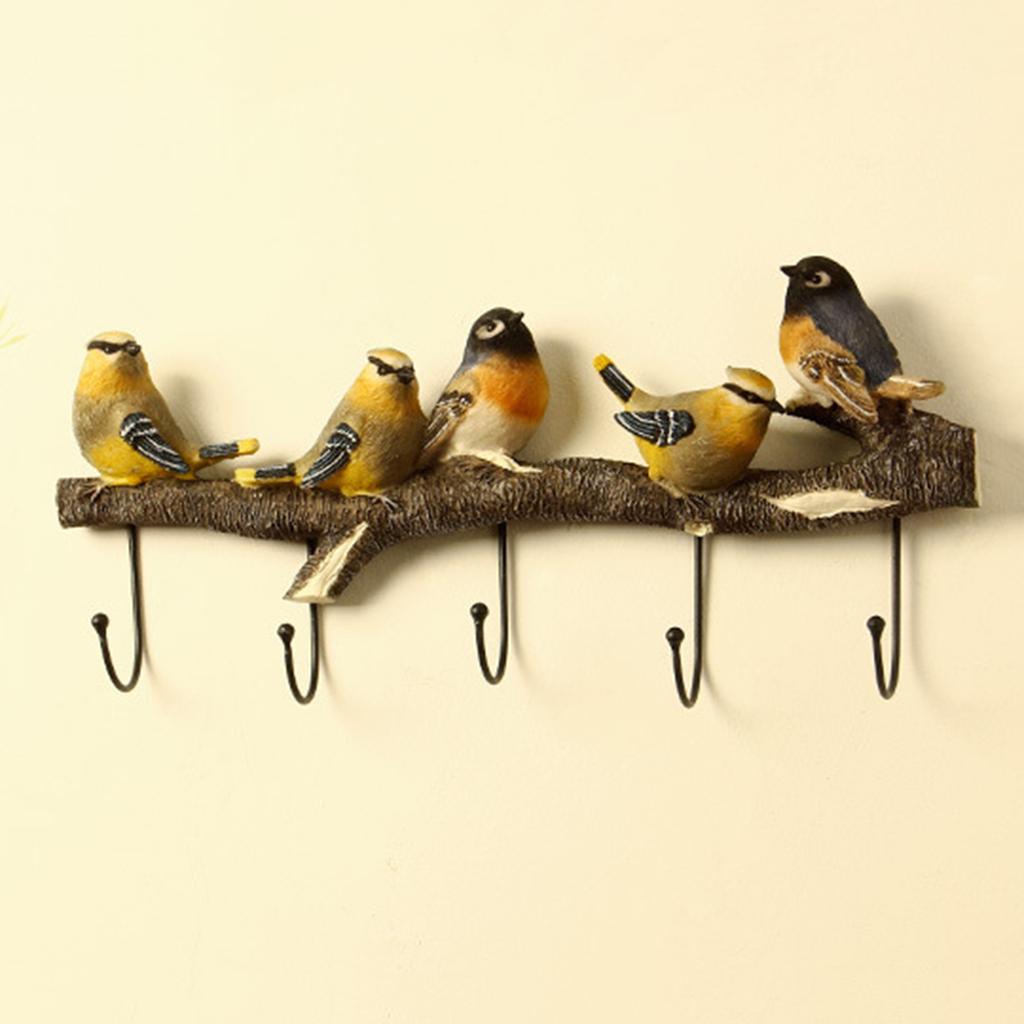 Wall Mounted Clothes Hook Bird Decoration Entryway Key Holder Wall Decorative Coat Hooks