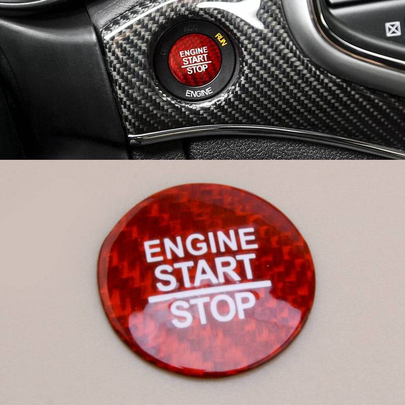Engine Start Stop Push Button Cover Trim Sticker Red Carbon Fiber Fit for Dodge Charger Durango Chrysler 300s 2016-