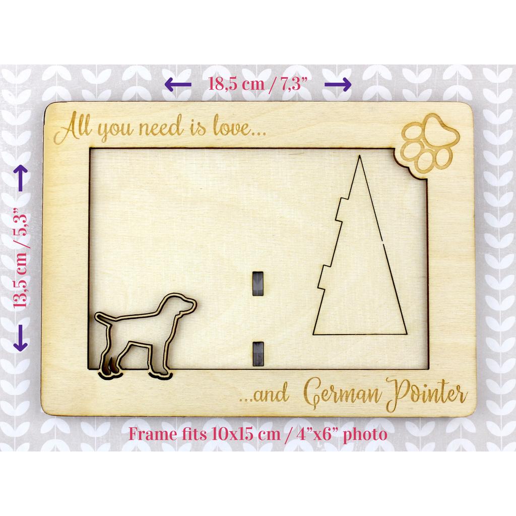 German Wirehaired Pointer - Photo frame, engraved wooden frame, a lovely gadget for the dog lover by Art-Dog