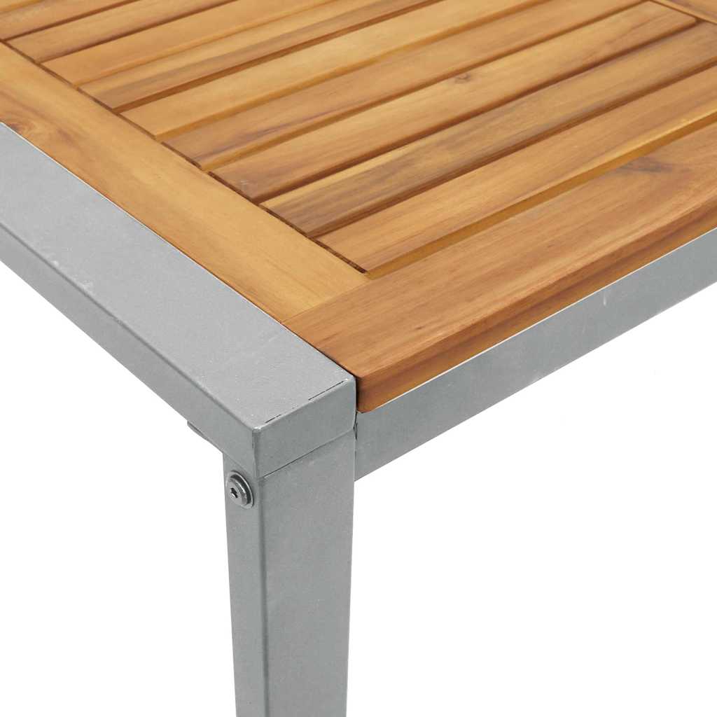 Garden Table Gray 140 X 80 X 75 Cm Solid Acacia Wood