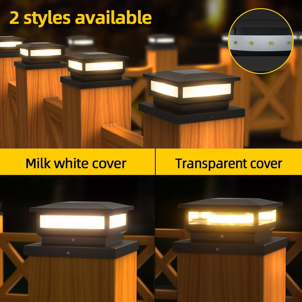Solar Fence Post Light Weather-resistant Solar Lights Solar Powered Post Cap Lights Waterproof Led Deck Fence Lights