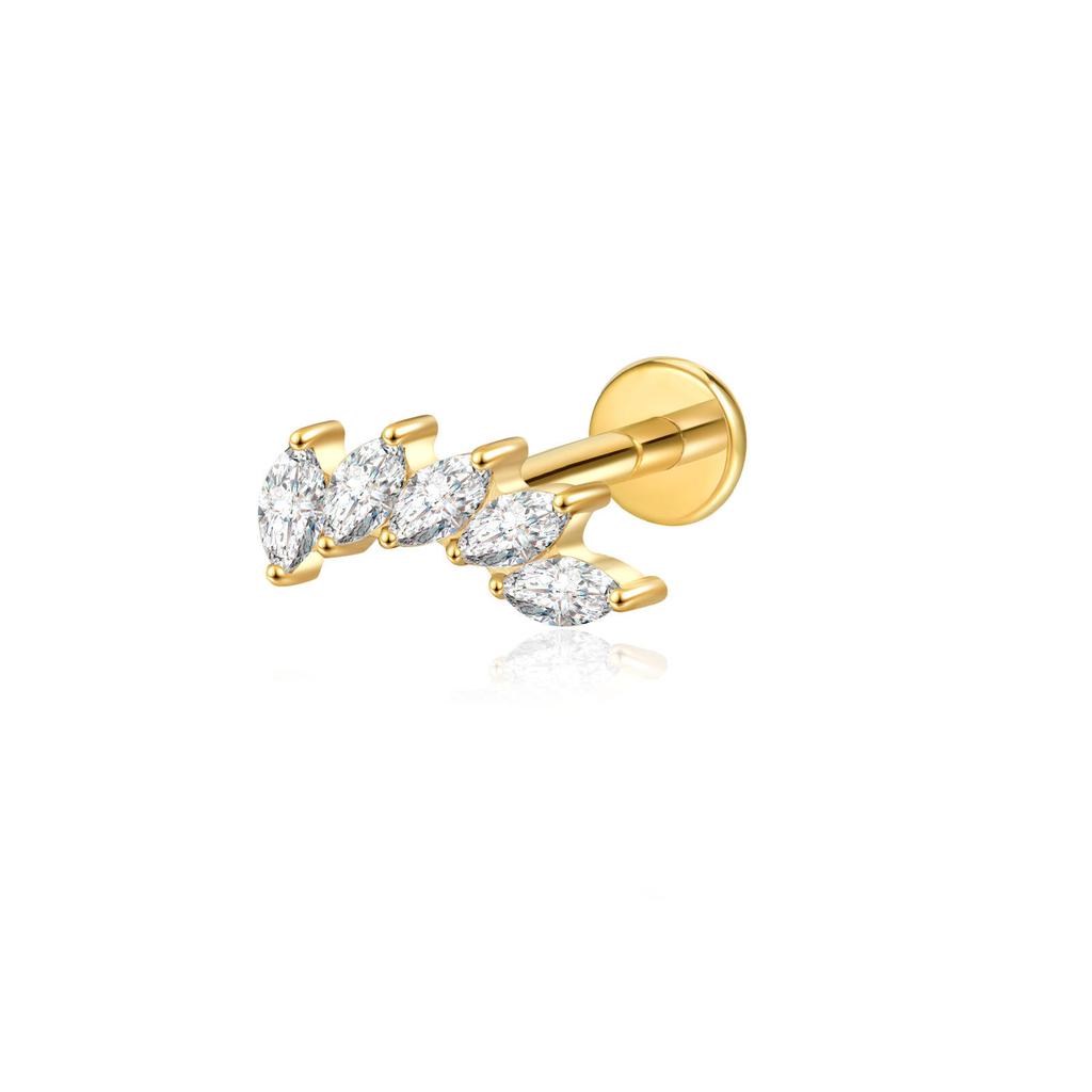 Hot Selling Gold Plated Titanium Alloy Wedding Trendy Ear Piercing Jewelry for Female Children with Zircon Gold Crown