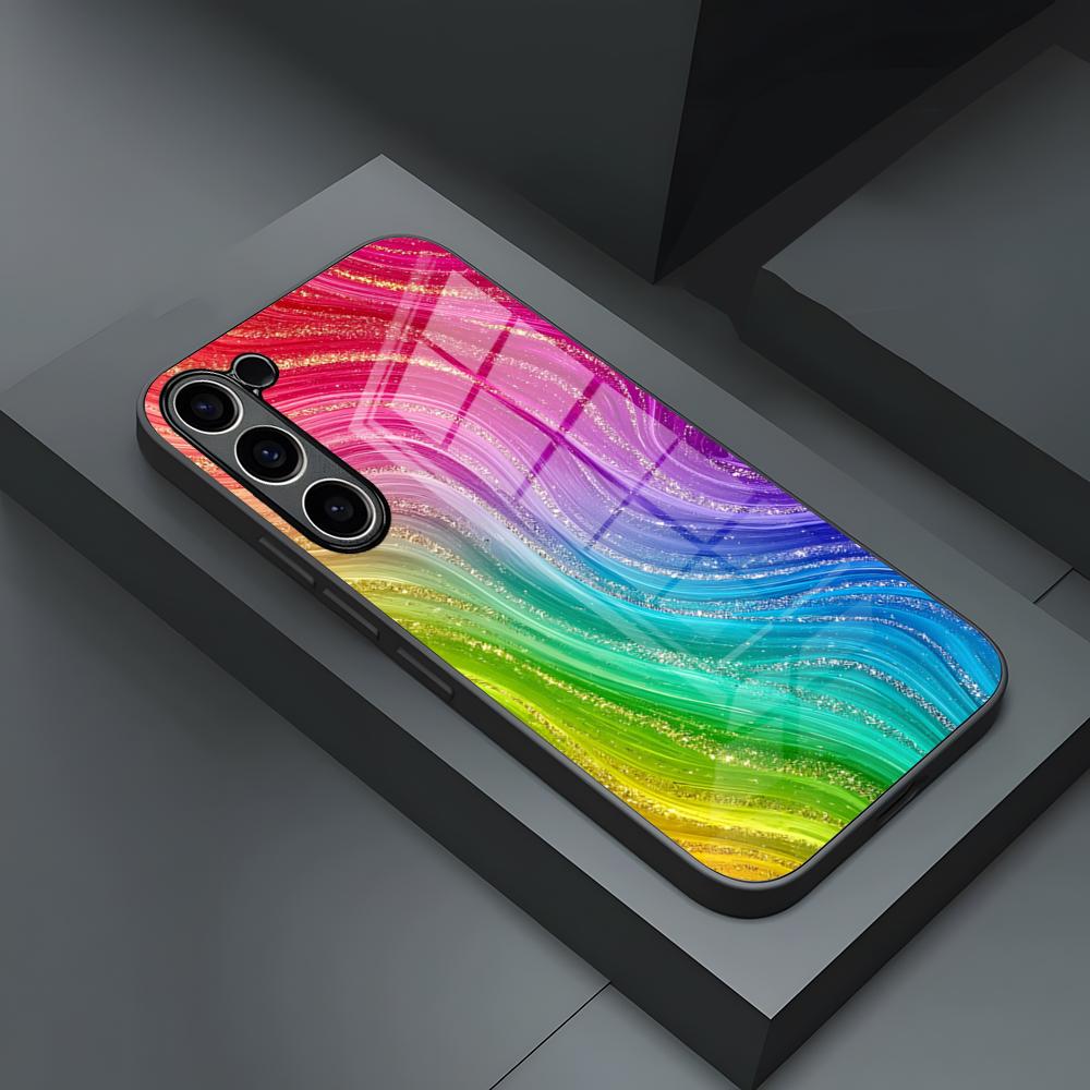 Colorful Rainbow Stripe Phone Case For S25 Ultra Samsung S26 S23 S24 Plus S22 S20 S21 Fe A54 A34 A53 A16 Glass Cover