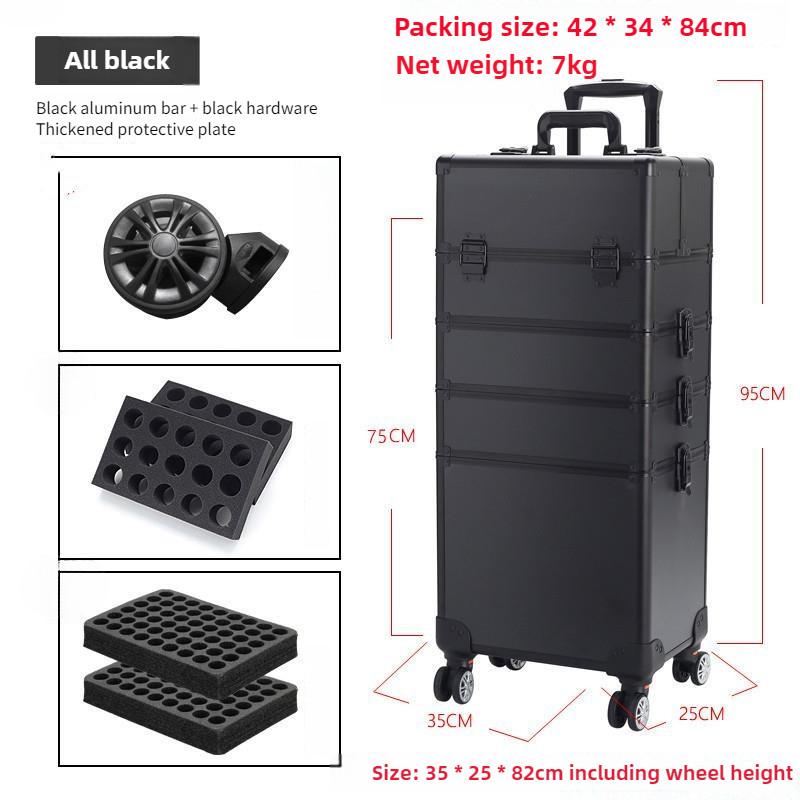 Large Capacity Cosmetic Case Trolley Portable Eyelash Nail Art and Tattoo Embroidery Toolbox Multi-layer Trolley Box