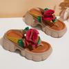 Fashion GKTINOO Genuine Leather Sandals Floral Women Slippers Summer Shoes Platform Outside Slides Thick Soles Leisure Ladies Slippers