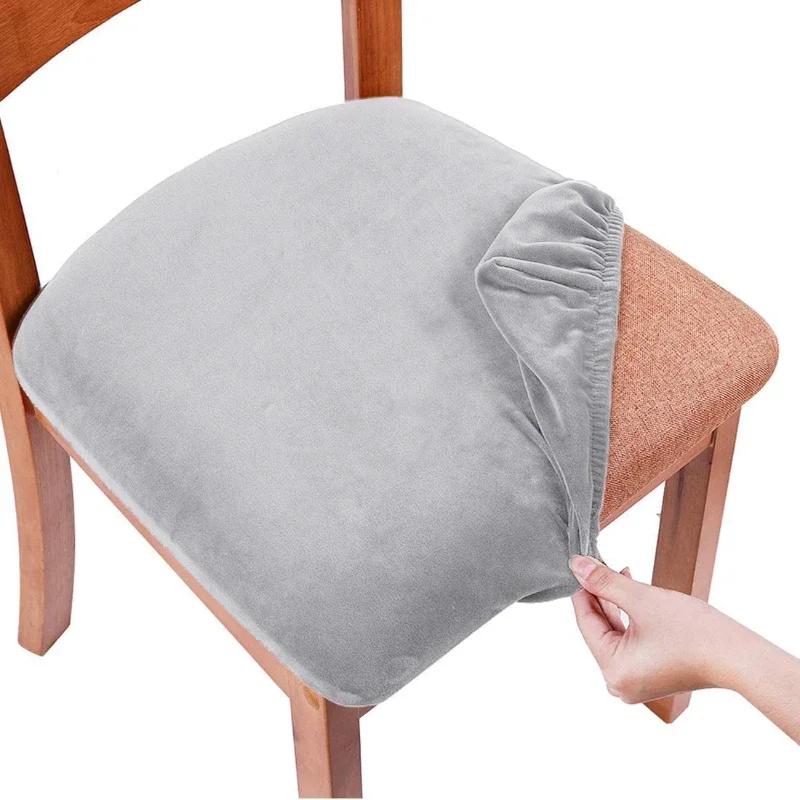 Velvet Chair Covers for Dining Room Stretch Soft Seat Cover Removable Anti-dirty Chair Protector Hotel Wedding Chairs Decor