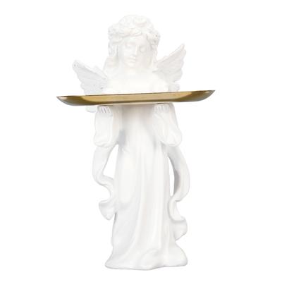 Baby Angel Statue Tray Design 11.8in High Hand Carved Rich Details Resin Cherub Figurine for