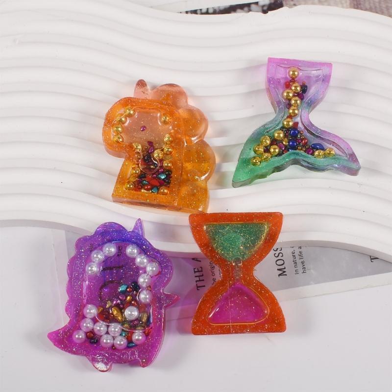 Hourglass Keychain Silicone Mold Epoxy Resin Casting Dinosaur Charm Molds Craft