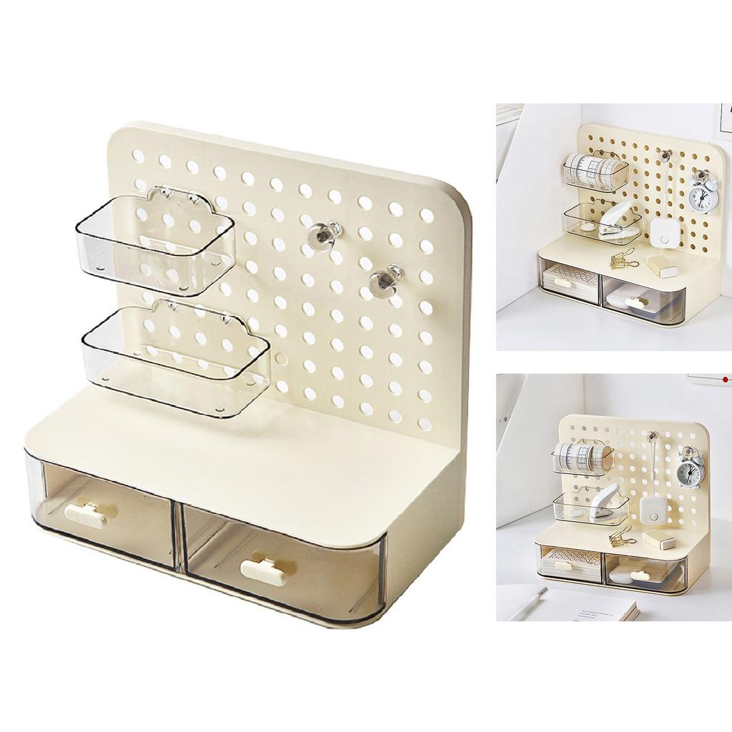 Pegboard Desktop   Simple Multifunctional Plastic Storage Rack with Drawers for Stationery Headbands