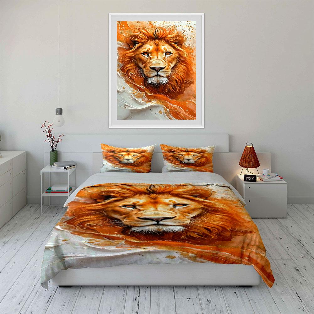 Lion Face with Flames. Bedding Sets Duvet Cover Sets Duvet Covers Pillowcases(1*Duvet Cover 2*Pillowcases Without Duvet Insert)