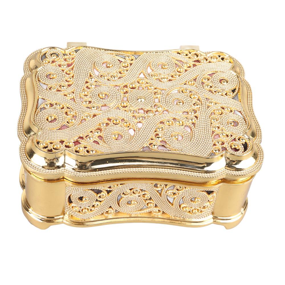 Alloy Small Treasure Chest Gold Trinket Organizer Decorative Boxes Metal Jewelry Box Home Storage