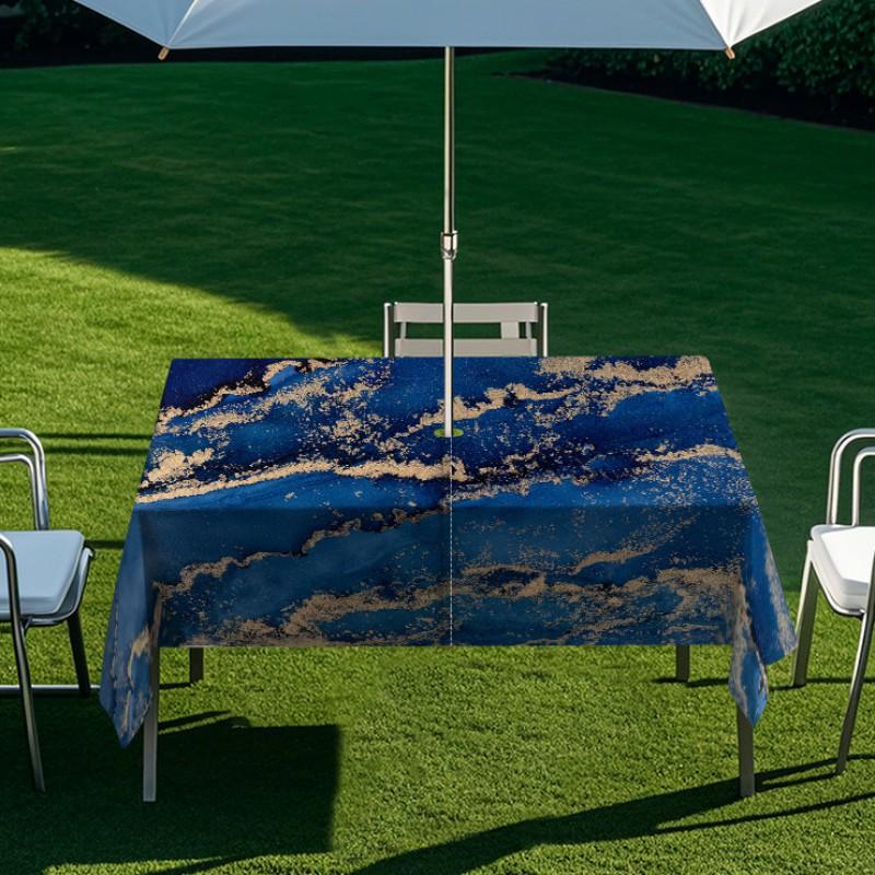 Outdoor Rectangular Table Cover With Starry Sky Sand Flow Waterproof Elastic Edge Patio Garden Dining
