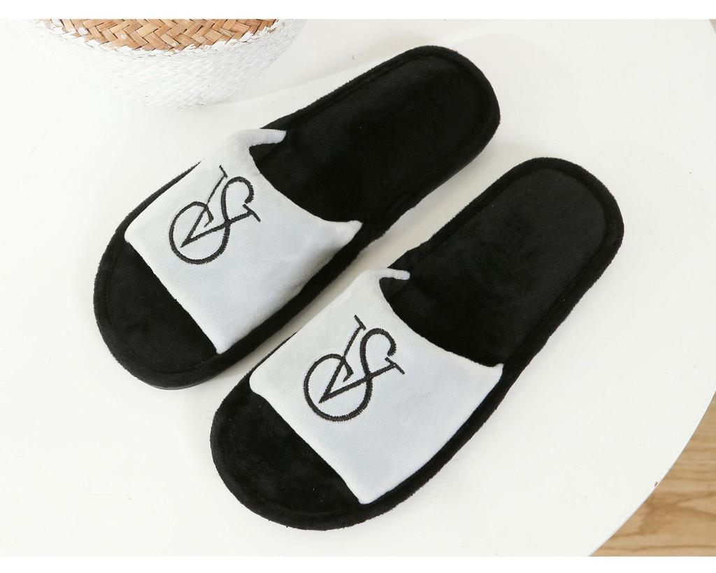 Jujia Autumn/Winter Warm Cotton Open-Toe Slippers for Men and Women