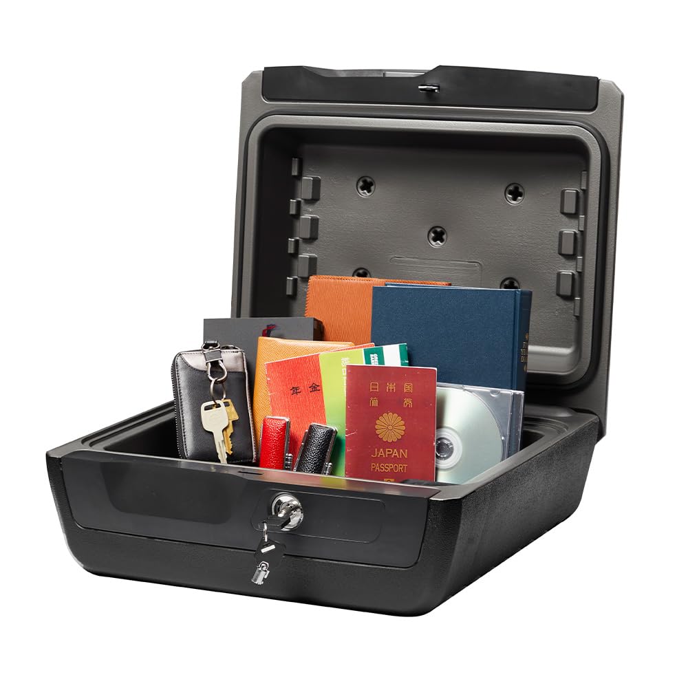 SENTRY Safe Home ETL Standard 72 Hours Waterproof UL Standard 1 Hour Fireproof Storage Box with Key A4 Tubular Key Black CFW30200 10.2L