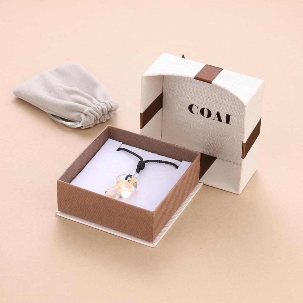[KOAI] Crystal Gold Dragon Carving Purification Healing Amulet Magatama Necklace, Adjustable Length, Men's & Women's