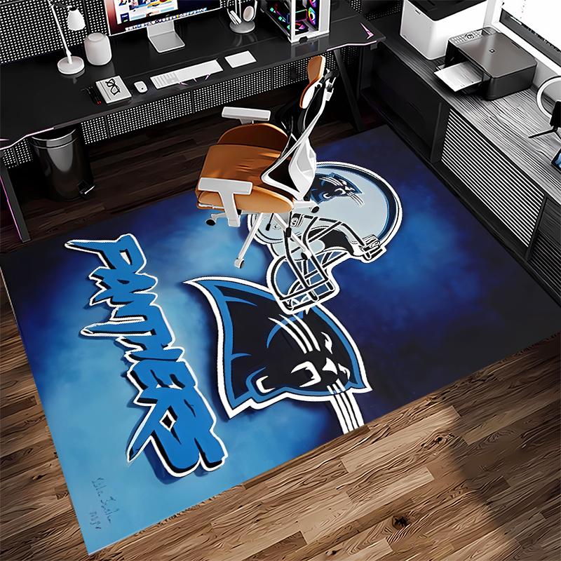 1pc Carolina Panthers Print Area Rug - Soft,Washable Non-Slip Indoor Mat for Office Chairs,Living Room,Home Office Decorative Rug