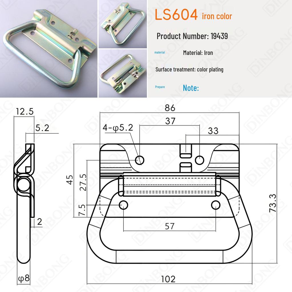 LS604 Stainless Steel Spring-Folding Movable Handle for Toolbox and High Voltage Cabinet
