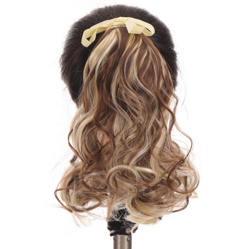 

Синтетичний короткий хвилястий кінський хвіст, жароміцний хвіст із шнурком, натуральний нарощене волосся, застібка, кінський хвіст, фальшивий накладний стрижень для жінок