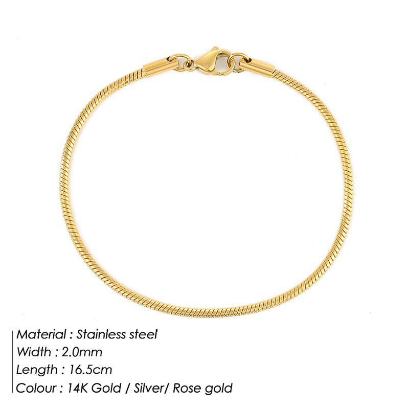 Guldpläterat armband med ormlänk i rostfritt stål för män och kvinnor - Japansk och koreansk stil, trendig och enkel design
