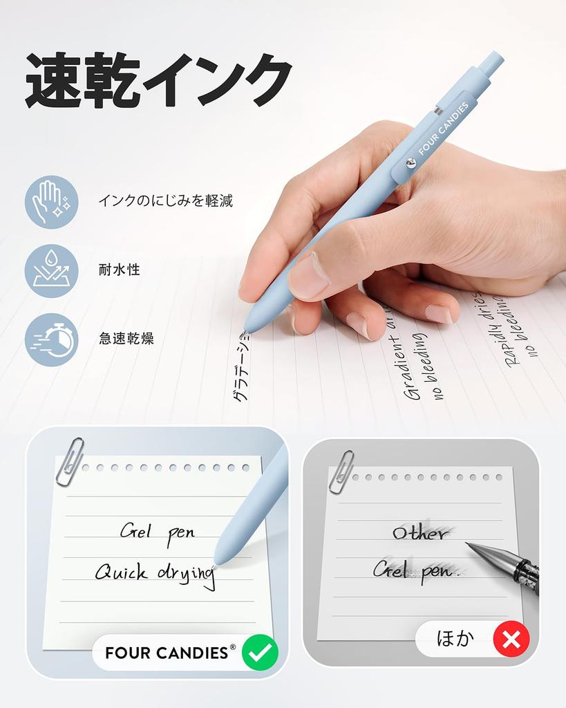 Four Candies Gel Ballpoint Cute Easy To Stylish Gift for Girls and Junior High School Students Pens, 6-Piece Set, 0.5mm, Stationery, Write,