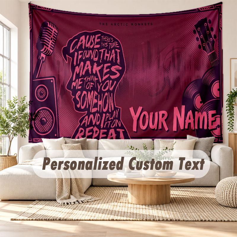 Custom Name Wall Hanging Tapestry,Arctic Monkeys Decorative Backdrop Tapestry For Dorm Home