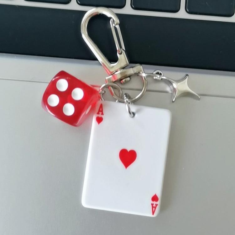 Pokerkarte Würfel Schlüsselanhänger Nischen-Design Trendiges Hängezubehör Spielstil Schlüsselanhänger Schmuck Mädchen Tasche Y2K Handtasche Anhänger