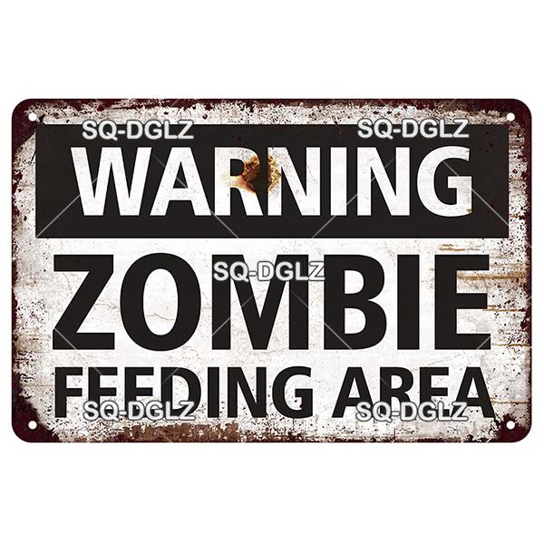 Zombie Dog Metal Sign Vintage Warning Plaque Wall Decor Man Cave Gift