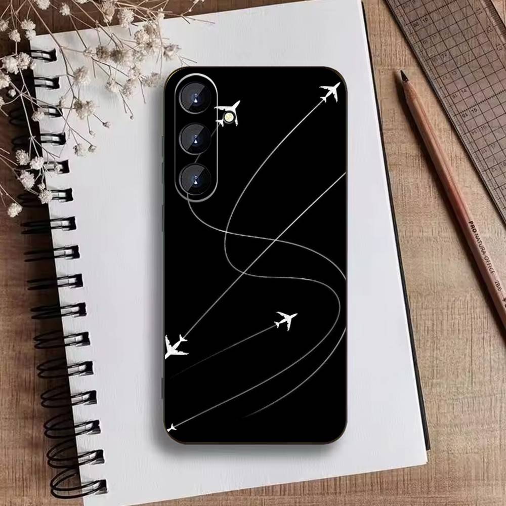 Airplane Route Travel Matte Hard  Phone Case For Samsung Galaxy A73,A21s,A22,A31,A52,A53,A71,A41Soft Black Shell