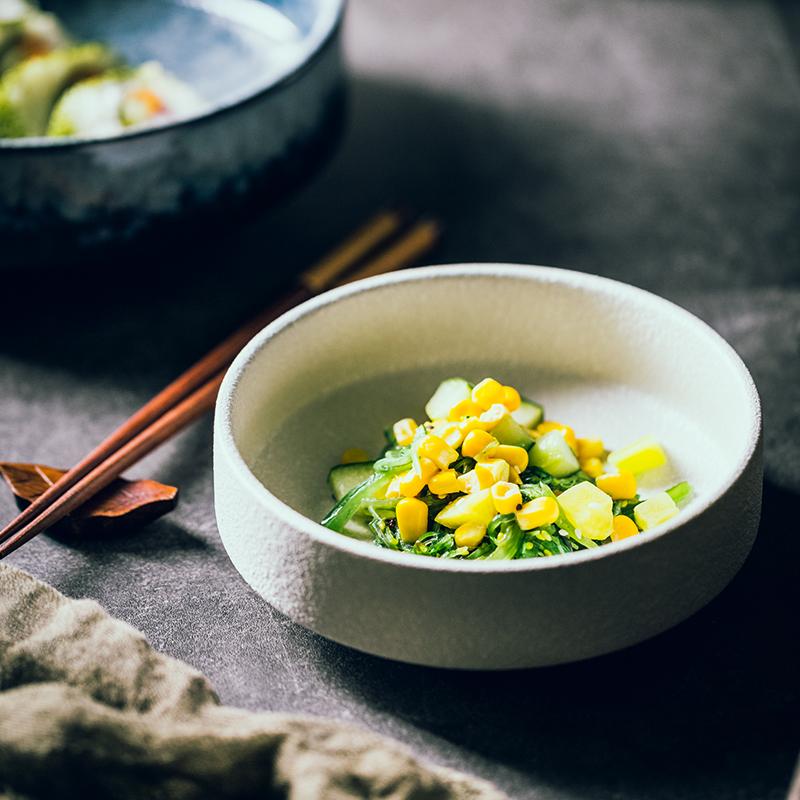 Japanese Creative Ceramic Bowl Salad Bowl Thick Soup Bowl Stew Bowl Restaurant Fashionable Dish Deep Bowl Fruit Bowl Large