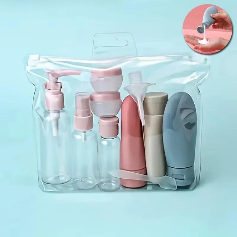 11Pcs Travel Toiletries Containers Set, Conditioner, Lotion – Refillable Mini Skincare Bottles for Airplane & Carry-On