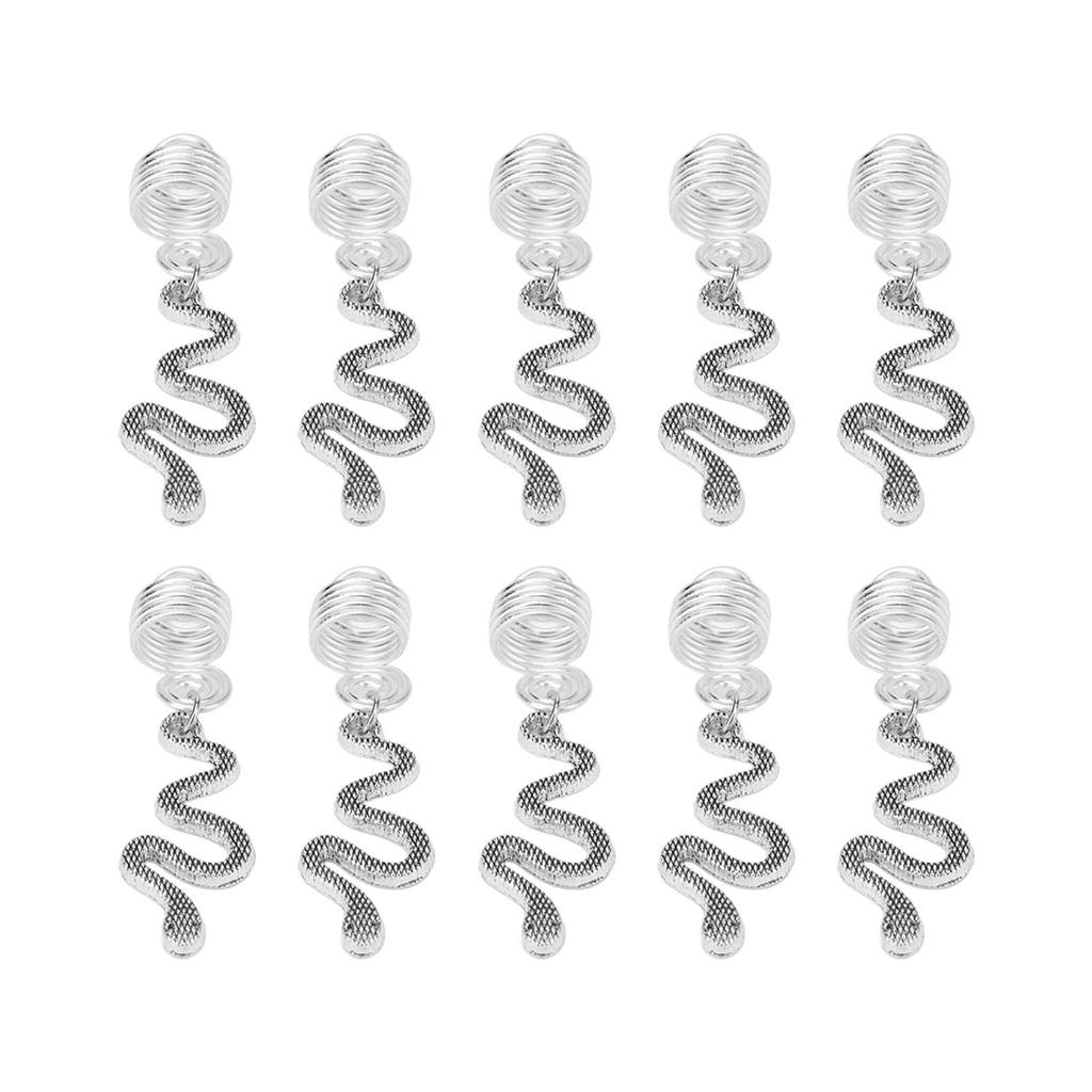 10 szt. Stopowy Pierścień do Brody w Kształcie Węża, Wisiorek Spiralny do Dreadloków DIY, Wisiorek Sprężynowy