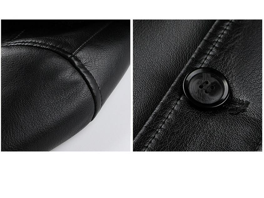 Men's Fur-Lined Leather Jacket with Plush Lining - Ideal Winter Wear for Middle-Aged and Elderly.