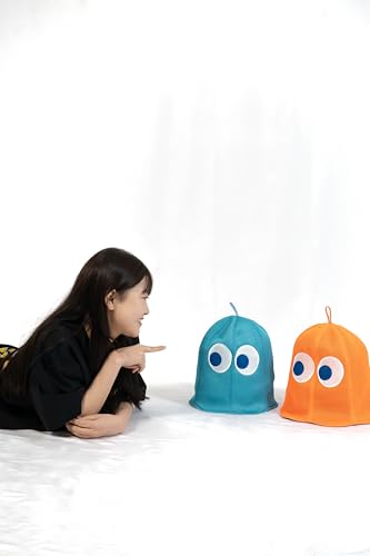 [Primal Blue] PAC-MAN 45. Jubiläum Ganzgesichts-Geist-Saunahut mit Pac-Man, Inky, Clyde und Pinky (Orange)
