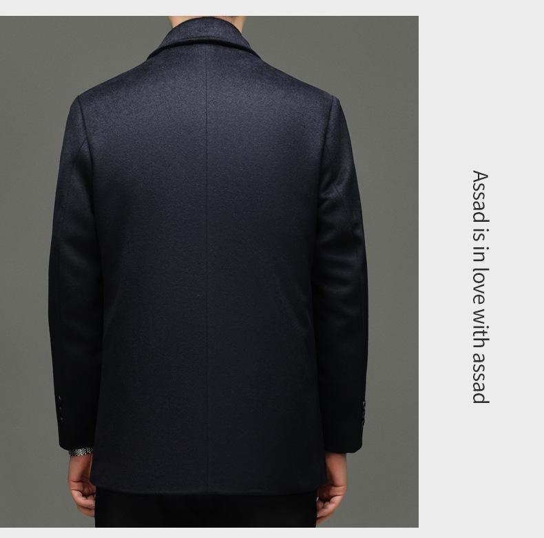Men's Winter Mid-Length Wool Coat with Detachable Down Liner - Luxury Business Lapel Outerwear