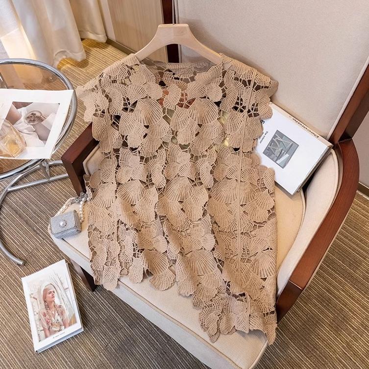 DIMANAF 2025 New Summer Women Vest T-Shirt Sleeveless Basic Tops Lace Tees Casual Loose Tees