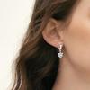 Zoomers earrings Swaying star white silver hoop earrings catchless zirconia platinum plated Popularity cute South Korea fashion accessories