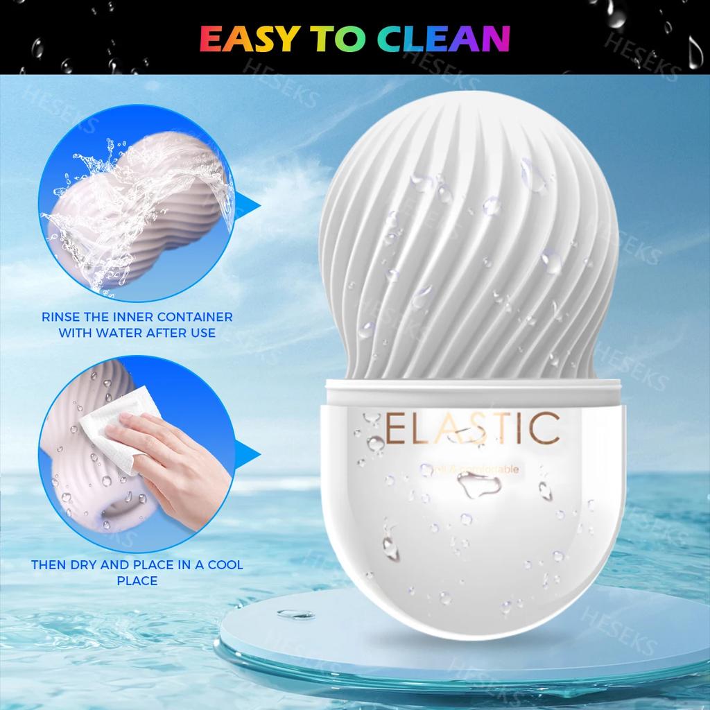 Male Pocket Pussy Masturbation Eggs Portable Stimulating Penis Massager Stretchable Masturbator Adult Sex Toy for Men Soft Pussy