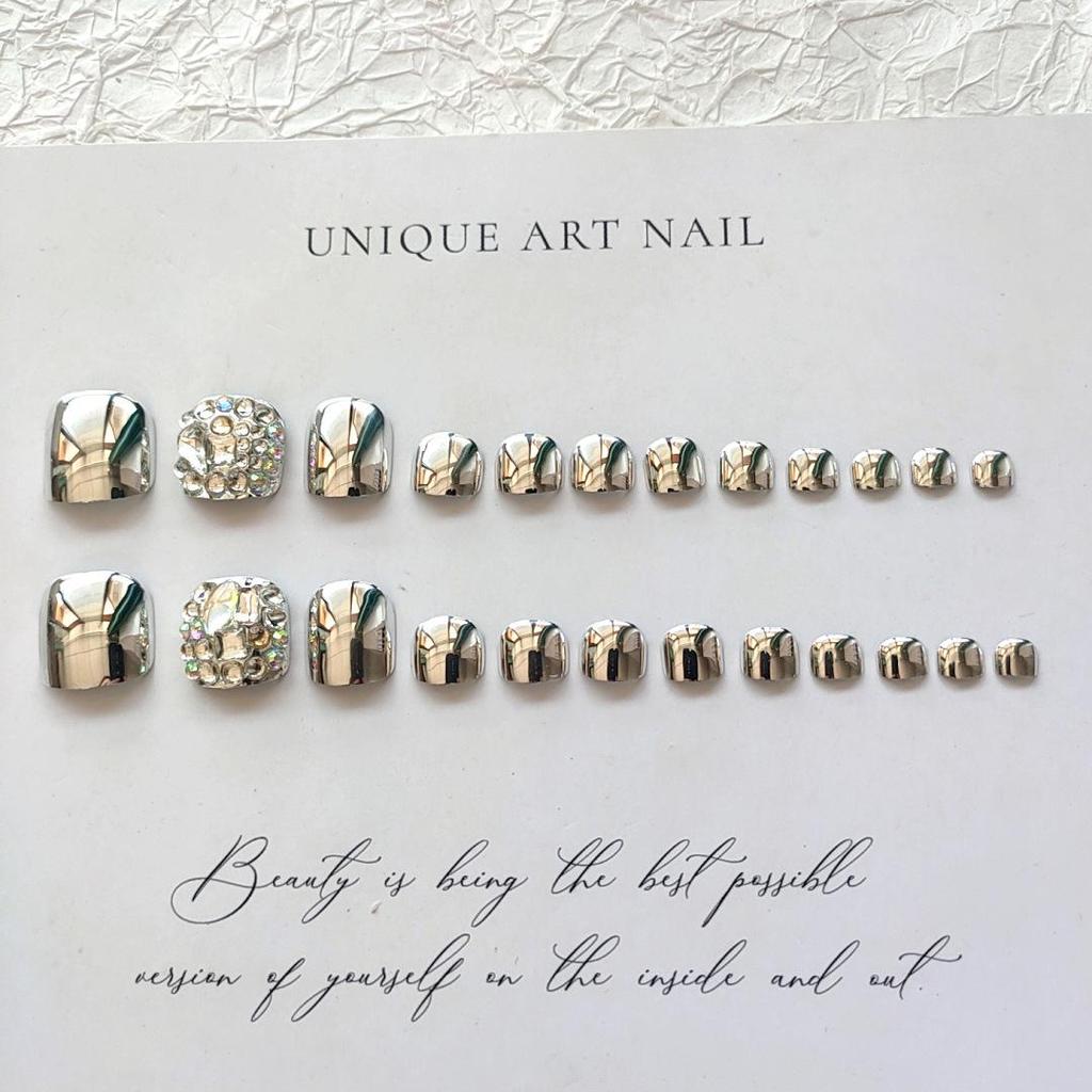 J62 Super Shiny Rhinestone Toenail Stickers: Gel Finish, Colored Diamonds, Wearable Fake Nails