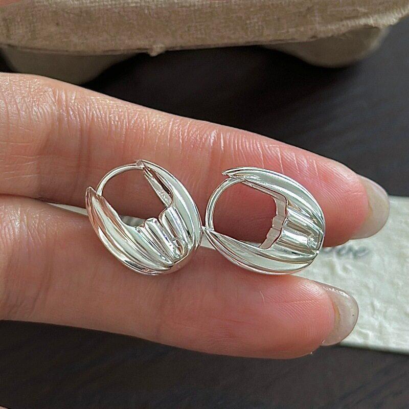 VENTFILLE 925 Sterling Silve Hoop New Chinese Style Earring for Women Versatile Seed Texture Sensation Jewelry Gift Dropship