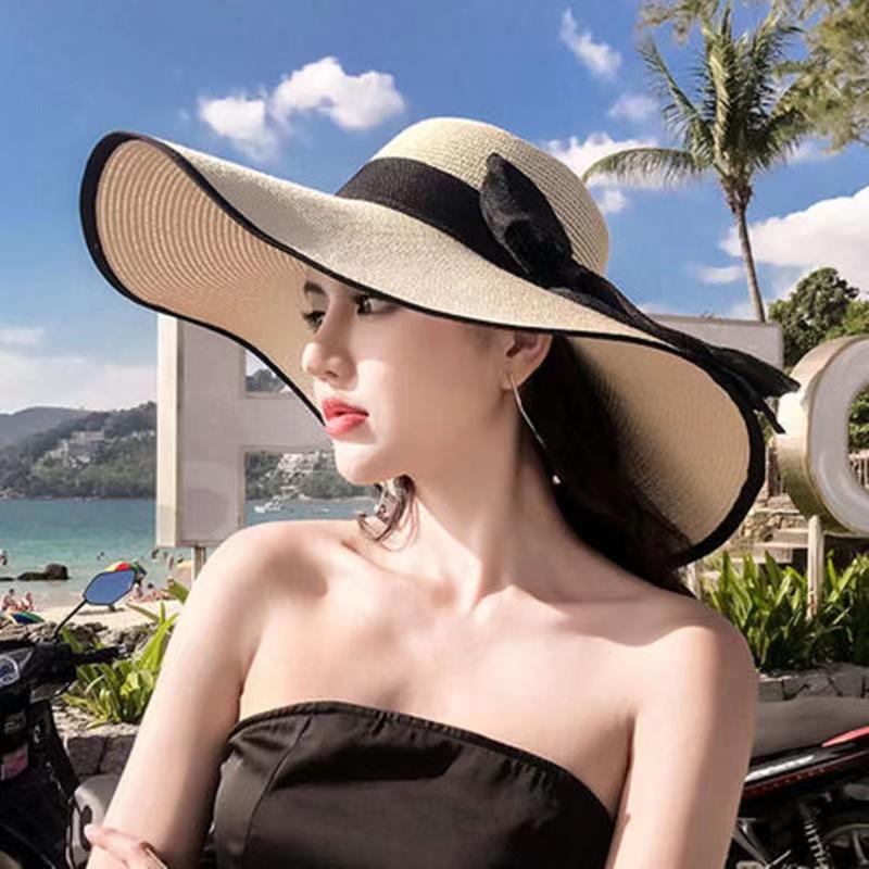 Beach straw hat children summer seaside travel big brim sun protection shade vacation versatile big edge cool hat sun hat