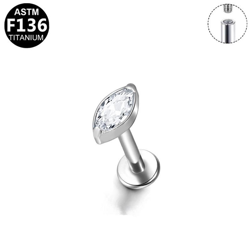 G23 Titanium Legering Mode Piercing Sieraden: Oorbel met Interne Schroefdraad Paardenoog Zirkonia