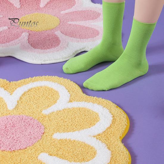 Door Carpet Floor Cute Non-slip Decorative Pashmina Flower Shape Mat Absorbent Bath Rug Bathmat for Daily Use
